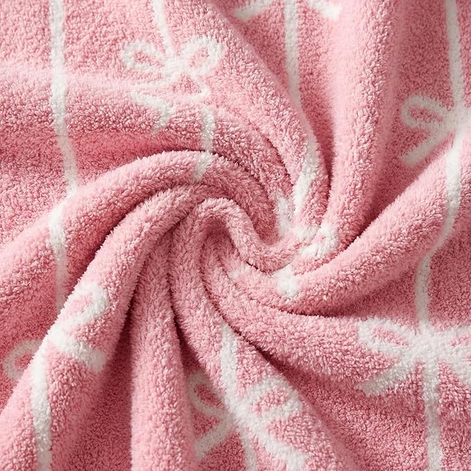 WRENSONGE Bow Throw Blanket Pink Soft Cozy Fluffy Warm Throw for Couch Sofa Bed Camping Picnic Travel Lightweight - 50"*60"