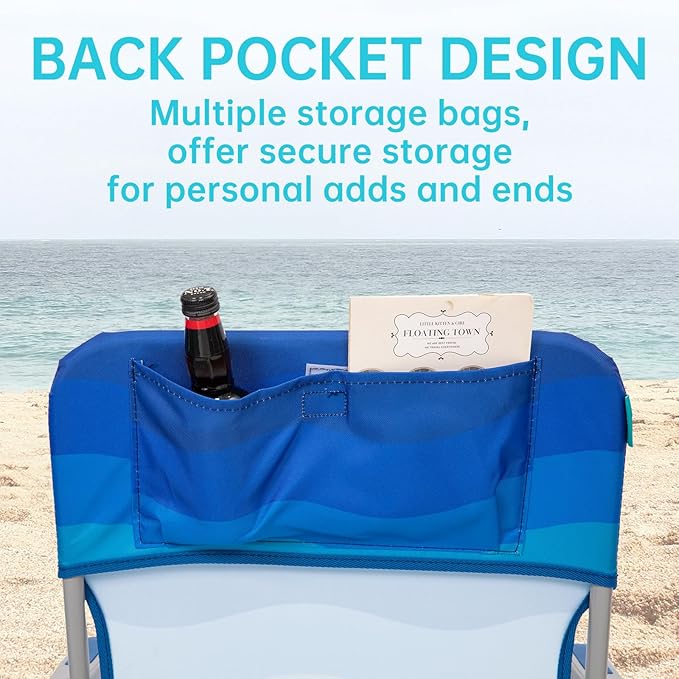 #WEJOY Folding Beach Chair for Adults, Lightweight Beach Chair with Shoulder Straps, High Back Camping Chairs with Hard Armrest, Supports 300lbs for Outdoor Lawn Concert