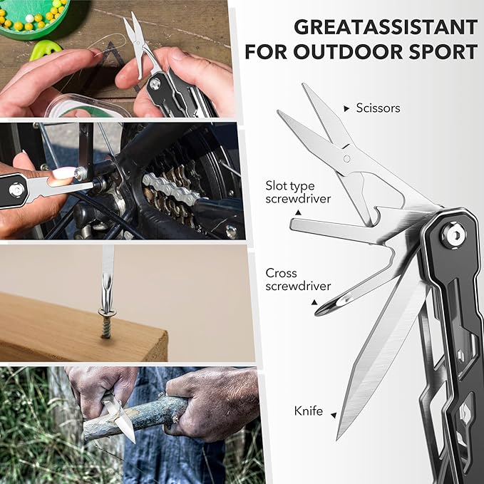 Wuwrll Multitool with Safety Locking,16-in-1 Multi Tool Stainless Steel Pocket Knife Set with Pliers, Upgrade Camping Tool Gifts for Men,for Survival, Camping, Hiking, Outdoor 6 Pcs