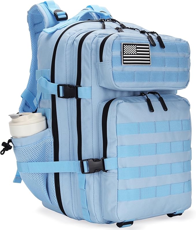 Lovelinks21 45L Tactical Assault Backpack 3 day assault pack with Molle Waterproof backpack Rucksack for Tactical Backpacks (Light blue)
