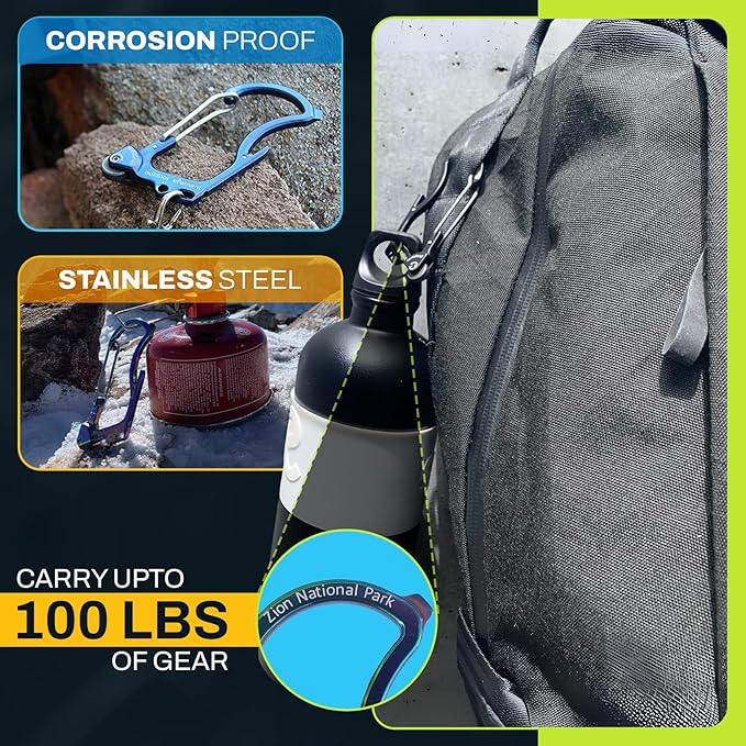 OUTDOOR ELEMENT Firebiner Custom Engraved 6-in-1 Fire Starter Carabiner Multitool – Survival Gear EDC Keychain with Utility Blade, Bottle Opener, Screwdriver, Emergency Tool