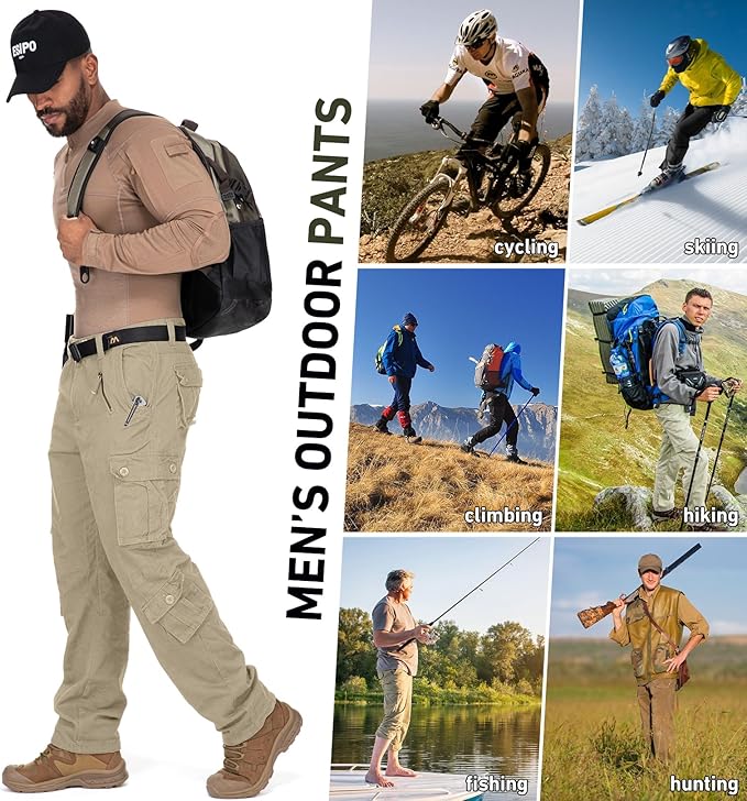 Men's BDU Casual Military Pants, Tactical Wild Army Combat ACU Rip Stop Camo Cargo Work Pants Trousers with 8 Pockets
