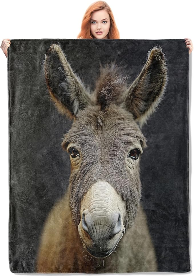 Donkey Flannel Blanket, Donkey Gifts, Animal-Themed Blanket for Women, Soft Lightweight Throw Blankets for Bed Home Travel Decor 40" x 50"