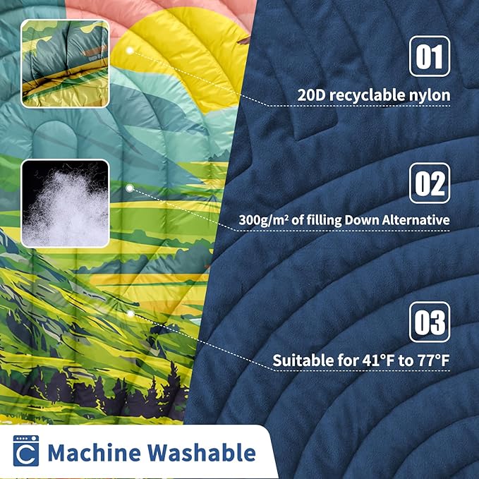 Camping Blanket,Puffy Blanket Lightweight Packable Camping Blanket Outdoor Blanket for Camping,Traveling, Stadium, Hiking, Picnics