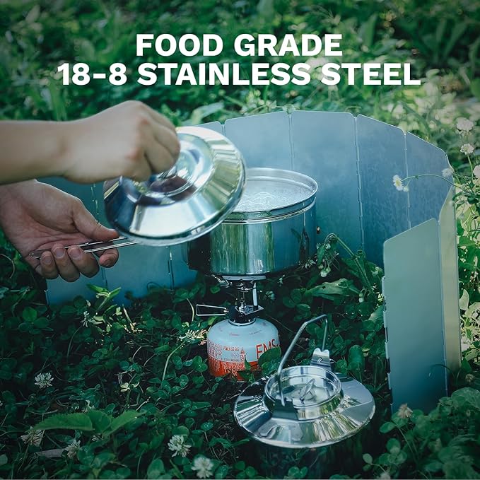 Fire-Maple Antarcti S/S Kettle Pot Set | 18-8 Stainless Steel | all Steel Construction | Ideal for Camping Bushcraft Use | Compact Cookware Set