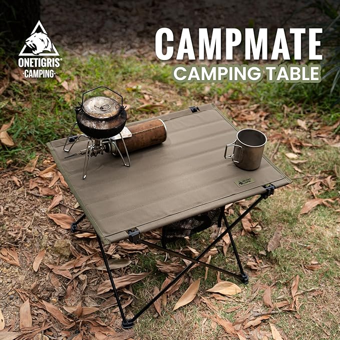ONETIGRIS Foldable Camping Table, Lightweight Portable Table Sturdy & Quick Setup, Holds Up to 66 lbs, Perfect for Camping, Hiking, Backpacking, Picnic, Beach, Travel