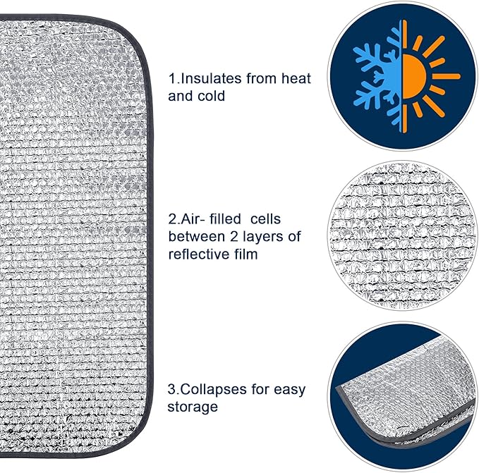 Frienda Window Double Reflective Insulation for Winter Insulation Roll 47.2inch*10ft Aluminum Foil Bubble Rv Window Shade Door Cover Blackout for Garage Roof Travel Camper Skylight Shade