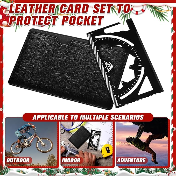 Cholemy 12 Pcs Credit Card Wallet Multitool 46 in 1 Metal Stainless Steel Survival Pocket Tool Multipurpose Bottle Opener Bulk for Men Christmas Stocking Stuffer Gift(Black,Chic Style)