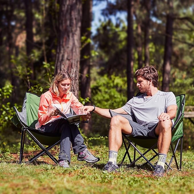 Portal 32" Oversized Camping Chair, Foldable Heavy Duty 350 lb Padded Ergonomic Seat for Big & Tall Adults, Pinch-Free Extra Wide Design Featuring Cup Holder & Carry Bag for Fishing, Lawn & Sidelines