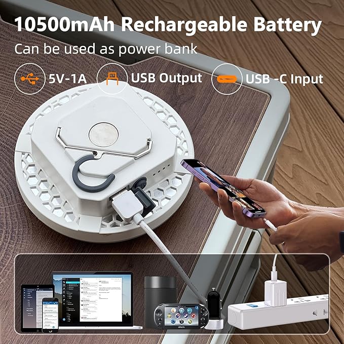 Camping Lantern 10500mAh Rechargeable Battery, 30W 4000LM Ultra Bright LED Hanging Light with 3 Lighting Color Modes, Waterproof Portable Tent Lighting for Outdoor Emergency & Hiking