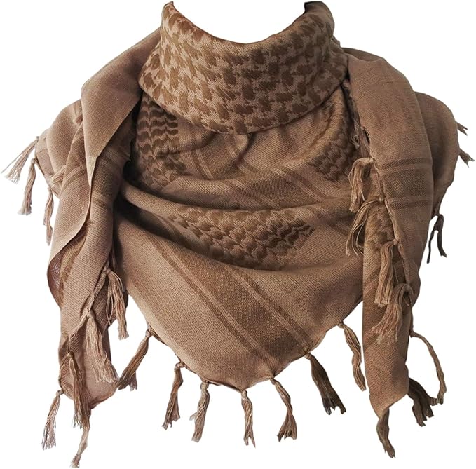 Explore Land Cotton Shemagh Keffiyeh Tactical Desert Scarf Neck Head Wrap with Tassel for Men Women