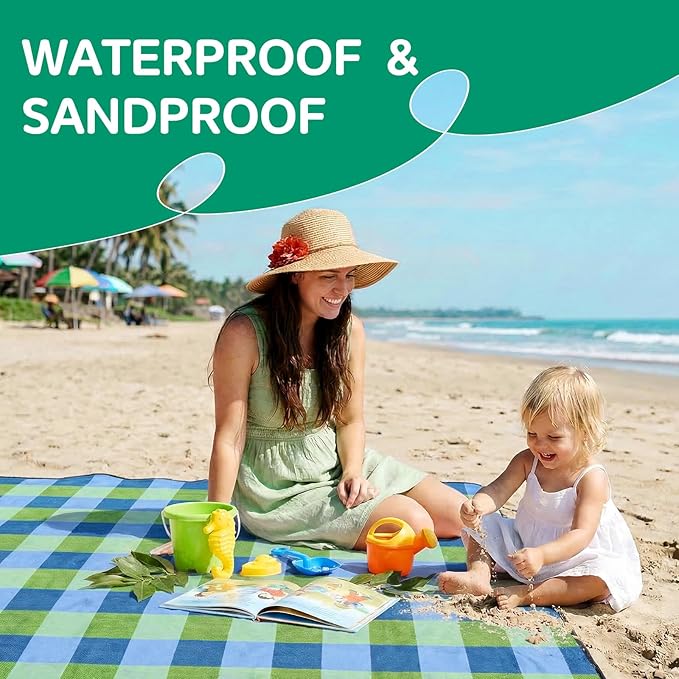 Waterproof Picnic Blanket Beach Outdoor Camping Mat Extra Large Foldable Cute Big Travel Essential Accessories Gift Park Patio Lawn Garden Grass Ground Play Music Festival Concert Must Have