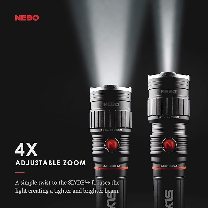 NEBO 300-Lumen LED Worklight Flashlight: Slyde+ Has a Strong Magnetic Base; Use as a Standard Flashlight or Slide to Open and Reveal the Best Work Light - Nebo 6525