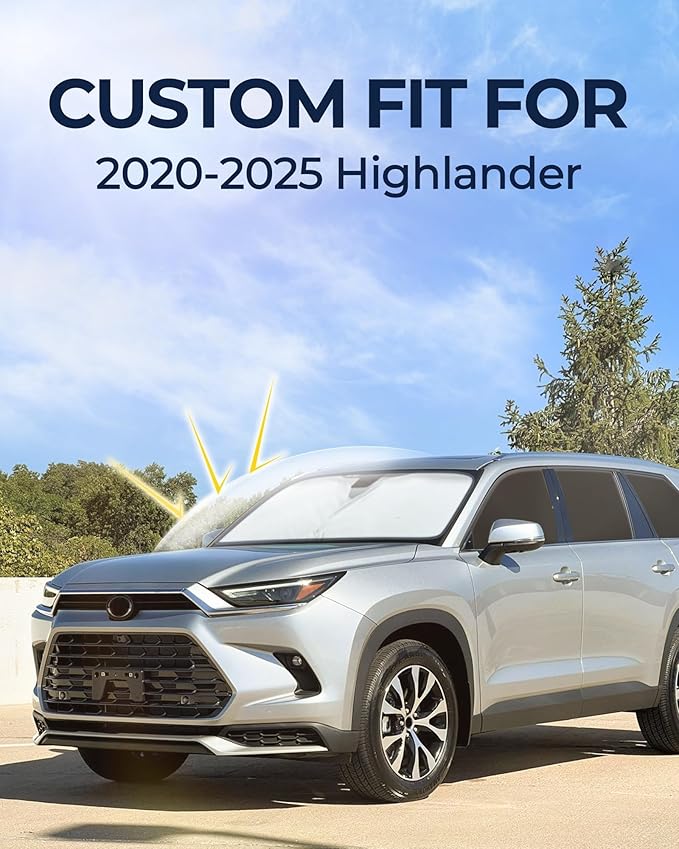 for Toyota Highlander 2020-2025 Car Window Shades, 8pcs Privacy Sun Shade Set for Front Windshield Side and Rear Windows, Full Window Covers Keeps Vehicle Cool for Camping Napping