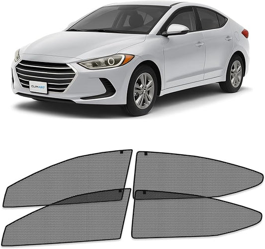 CLIM ART Magnetic Car Window Shades for Hyundai Elantra 2017-2020 Sedan– Custom-Fit Sun Blocker Curtains, Side Window Covers, Essential Car Accessories for Camping, Baby,and Privacy Protection- MS0151