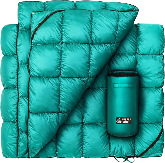 PW700 Extra Large Double Insulated Outdoor Camping Blanket | 2X Puffy, Warm, Packable, Weatherproof, Durable, and Lightweight | Top Quilt for Hiking, Backpacking, Stadium Events, Picnics