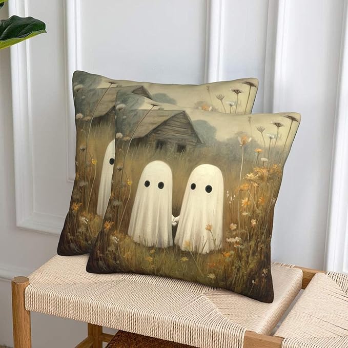 Rustic Country Ghost Couple Throw Pillow Covers 18x18 inch Set of 2 Pillow Case Cushion Cover for Home Sofa Couch Living Room Car Decor