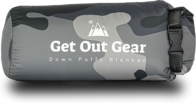 Get Out Gear Down Camping Blanket - Puffy, Packable, Lightweight and Warm | Ideal for Outdoors, Travel, Stadium, Festivals, Beach, Hammock | 650 Fill Power Water-Resistant Backpacking Quilt