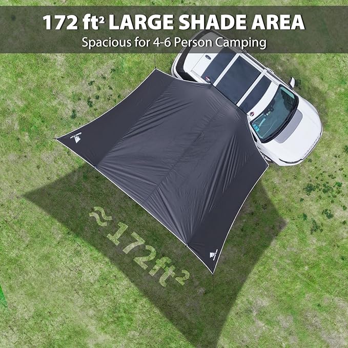 GEERTOP Large Car Side Awning Tarp 19 x11 ft Waterproof Vehicle Sun Shade Cnaopy Shelter for SUV, MPV, Van, Campers