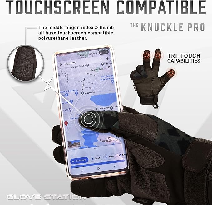 Glove Station Tactical Gloves for Men – Touchscreen Utility Gear with Hard Knuckle Protection Used in Motorcycle, Airsoft, Combat, Police, Shooting & Outdoor Work Black Multicam X-Large