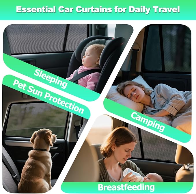 Car Window Shades for 2019-2024 RAV4 Accessories - Rear Side Window Shade for Baby, Breathable Mesh Car Privacy Window Covers, UV Protection and Heat Insulation for Road Trips, Napping, Camping