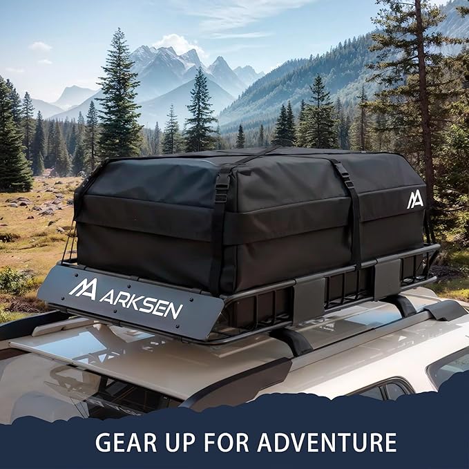 ARKSEN 54" x 34" x 6" Roof Rack Cargo Basket with Extension, 150 LBS Universal Heavy Duty Steel Rooftop Carrier for SUV, Truck, RV, Pickup