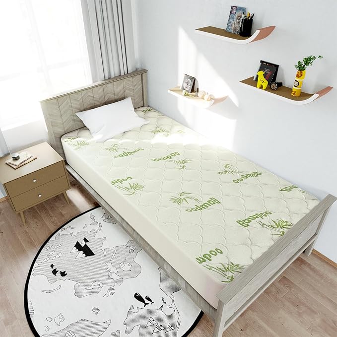 Twin XL Mattress Topper, Quilted Thick Viscose Mattress Pad Cover, Noiseless Plush Pillow Top Mattress Topper Extra Long Twin Fits 15-23 Inches Extra Deep Mattresses
