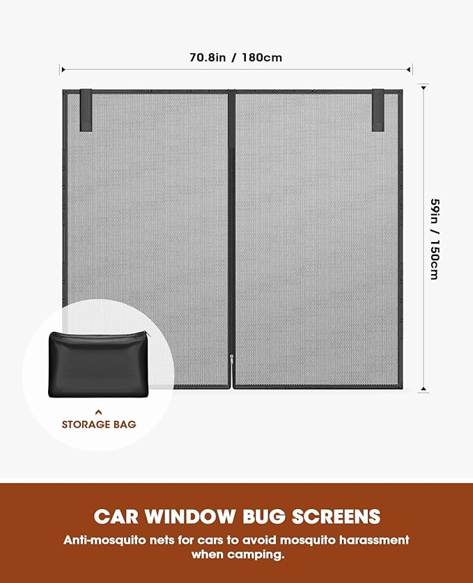 ANZOME Car Tailgate Mesh Screen for SUV Camping, 59x71 Inches Magnetic Car Trunk Mosquito Net for Ventilation and Bug Protection to Camping, Road Trips, Fishing, and More