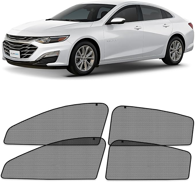CLIM ART Magnetic Car Window Shades for Chevy Malibu 2016-2025 – Custom-Fit Sun Blocker Curtains, Side Window Covers, Essential Car Accessories for Camping, Baby, and Privacy Protection - MS0167