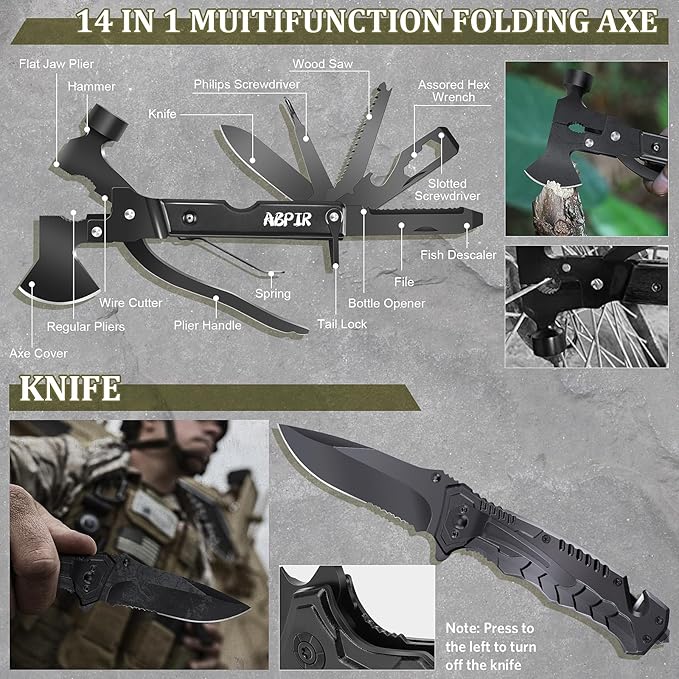 Gifts for Men Christmas Dad Husband Boyfriend Him, Survival Kits, 14 in 1 Survival Gear Camping Essentials Cool Gadgets for Camping Hiking Wilderness Adventures and Disaster Preparedness