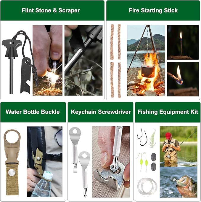 Gifts for Men Dad Christmas Husband Teenage Boy, Survival Kit 28 in 1, Survival Gear Tool Emergency Tactical Equipment Supplies Kits for Families Outdoors Camping Hiking Adventures