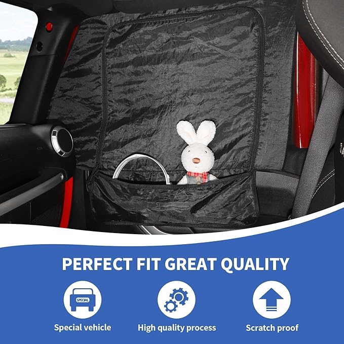 RAZPOY for Jeep Front & Rear Window Sun Shade, Side Window Screen Cover for Camping Compatible with 2007-2024 Jeep Wrangler JK JL & Gladiator JT, Side Curtain Nets