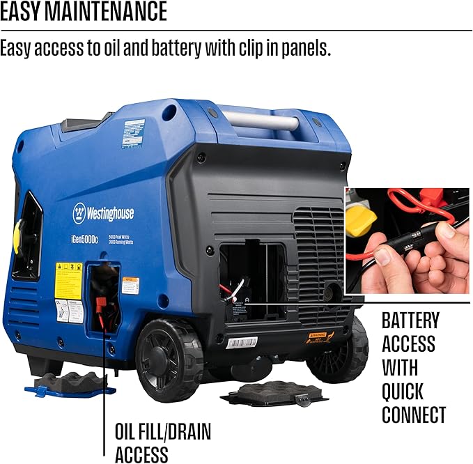 Westinghouse 5000 Peak Watt Super Quiet Portable Inverter Generator, Remote Electric Start with Auto Choke, RV Ready 30A Outlet, Gas Powered, CO Sensor, Parallel Capable