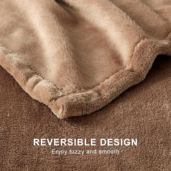 Hansleep Fleece Queen Blanket for Bed Fleece Camel, Queen Size Super Soft Flannel Fuzzy, Plush Cozy Blanket for All Seasons, Camel, Queen 90x90 Inches