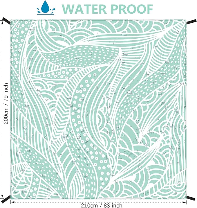 HIHOHO Beach Blanket Waterproof Sandproof Beach Mat for 1-8 Adults Quick Drying Durable Outdoor Picnic Mat for Beach Festival Travel Camping Hiking (LBL-Ripple, 79"×83"(4 Person))