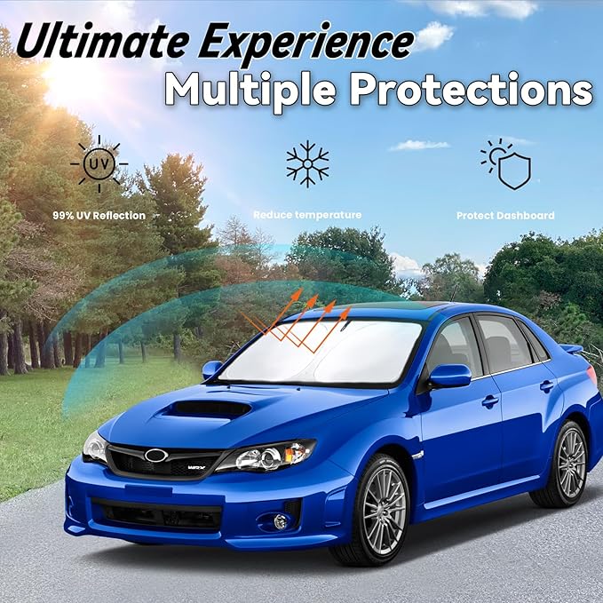 Windshield Sun Shade for 2017-2023 Subaru Impreza WRX Sedan STI Hatchback, Car Front Window Sunshade with 240T Sun Visor Protector Blocks UV Rays Heat Sun Shield Accessories