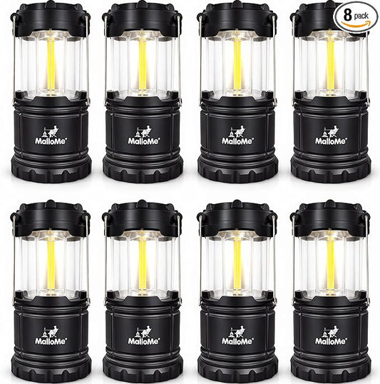 MalloMe LED Camping Lantern, Battery Powered Lanterns for Power Outages, Portable Hanging Collapsible Camping Lights for Outdoor, Home, Emergency, Hurricane Lamp Survival Outage Light 3 x AA Operated