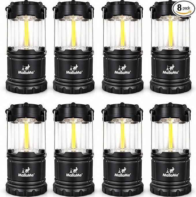 MalloMe LED Camping Lantern, Battery Powered Lanterns for Power Outages, Portable Hanging Collapsible Camping Lights for Outdoor, Home, Emergency, Hurricane Lamp Survival Outage Light 3 x AAA Operated