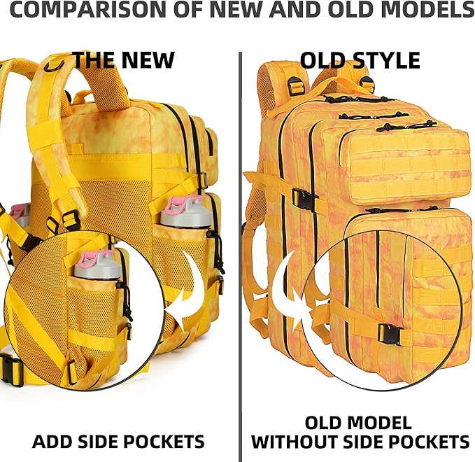 Lovelinks21 45L Tactical Assault Backpack 3 day assault pack with Molle Waterproof backpack Rucksack for Tactical Backpacks (Yellow)