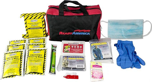 Ready America 72 Hour Emergency Kit, 1-Person, 3-Day Tote, Includes First Aid Kit, Survival Blanket, Emergency Food, Portable Disaster Preparedness Go-Bag for Earthquake, Fire, Flood