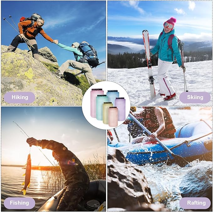Shappy 6 Pcs Waterproof Dry Bag Set Ultralight Stuff Sack 20/15/10/8/5/3L Backpacking Bag with Long Adjustable Strap Outdoor Keep Gear Dry Sack for Camping Kayaking Boating Hiking Travel
