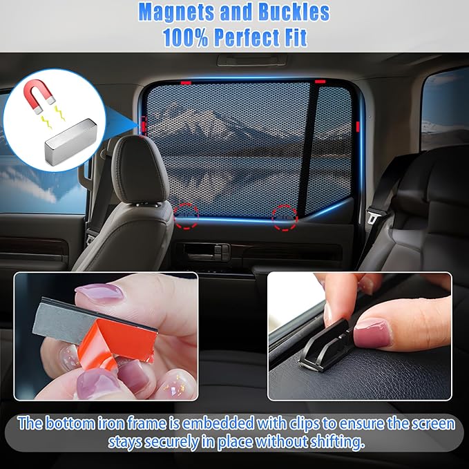 ZATOOTO Car Window Shades Camry 2018-2024 for Rear Window 2Pack car Shades for Back Windows Baby & Pet | Blocks 99% UV Rays & Heat | Breathable Mesh for Privacy & Bug Protection | Camping & Travel