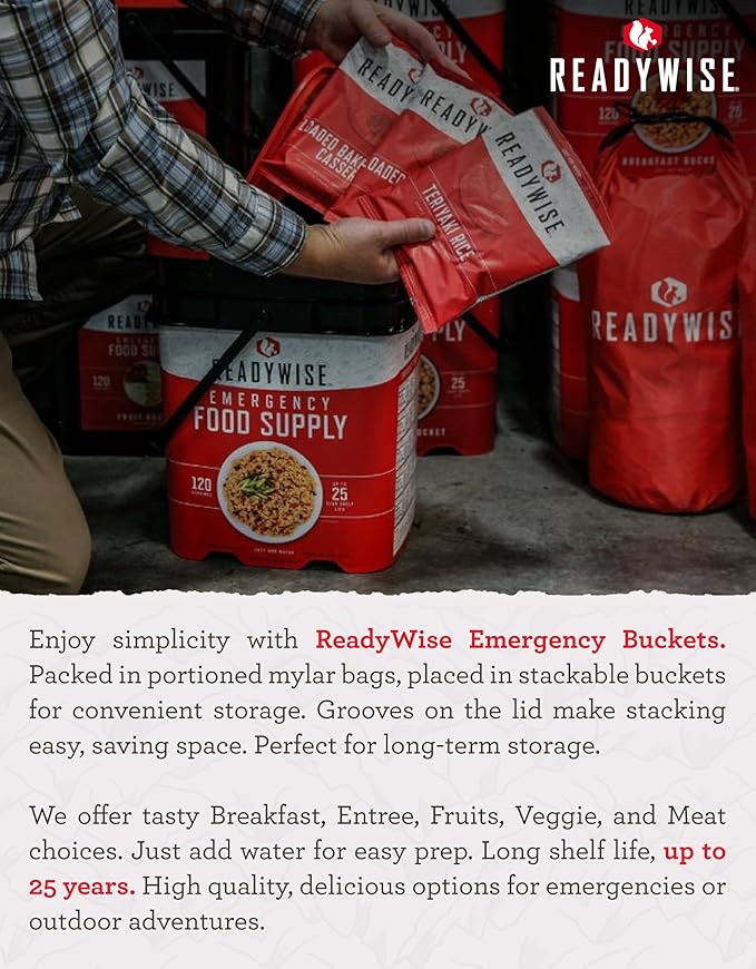 ReadyWise Whey Chocolate Powdered Milk Bucket - 60 Servings, Emergency Food Supply, Protein Camping Meals, Survival Kit & Camping Essentials, Bug Out Bag Supplies, up to 25 Year Shelf Stable Life