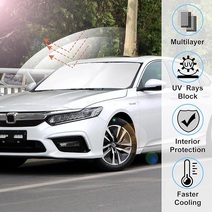 Windshield Sun Shade Custom Fit 2018-2022 Honda Accord Sedan Accessories Window Sunshade Sun Visor Heat Protection Keeps Car Cool