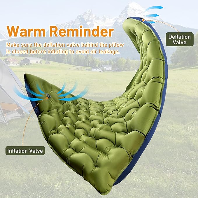 KASBAH Double Inflatable Camping Sleeping Pad,Thick 6 inch 2 Person Ultralight Sleeping Mat with Built-in Foot Pump and Pillow,Camping Essentials for Hiking,Backpacking,Traveling, Tent