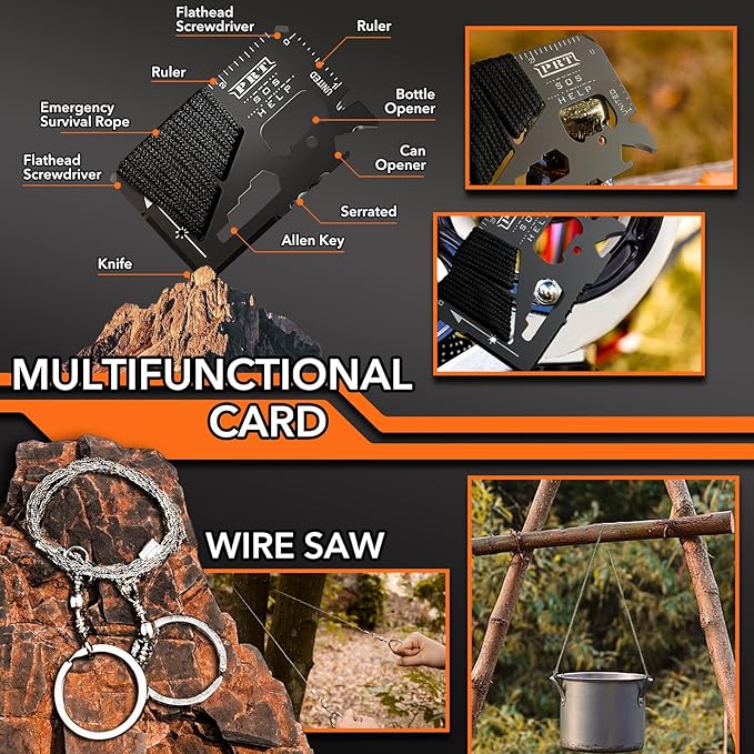 Dusor 19 in 1 Survival Kit Gifts for Men, Father' s Day Gifts from Daughter Son, Hunting Fishing Gift for Dad Husband, Fishing Gear and Equipment, Camping Essentials, Gift for Men Who Have Everything