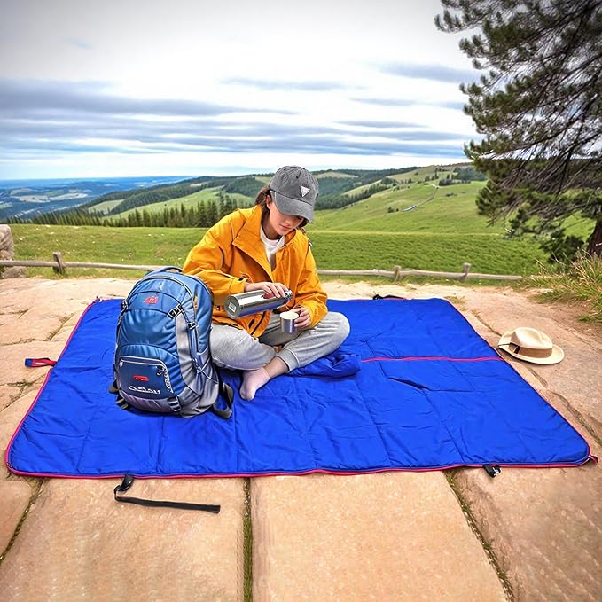 Camping Blanket Poncho, Large Wearable Blankets, 75 x 55 inch Cape, Windproof & Water-Repellent, Portable & Warm, for Outdoor, Sports, Travel, Car