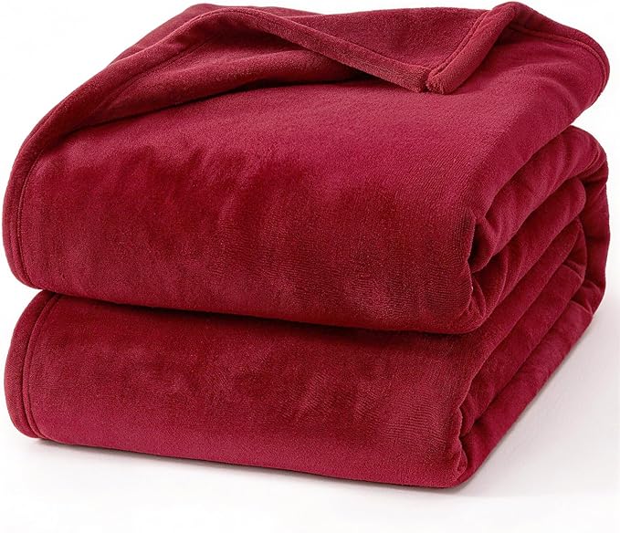 Hansleep Fleece Red Twin Blanket, Super Soft Flannel Fuzzy Plush Cozy Blanket for All Seasons, Red, Twin 60x80 Inches