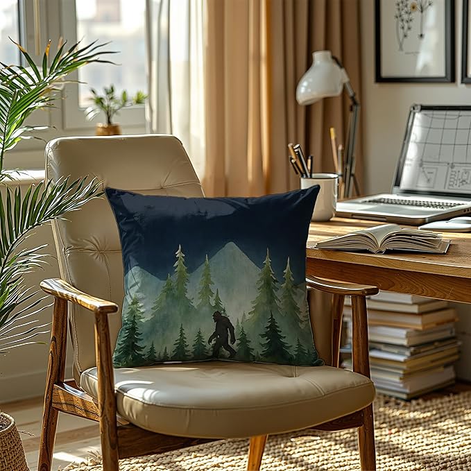 Funny Bigfoot Sasquatch Forest Throw Pillow Covers,Camper Decor Pillowcase,Big Foot Sasquatch Gifts,Camping Camper Bigfoot Gifts for Women