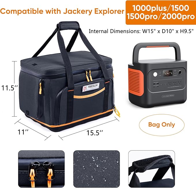 Travel Carrying Case Compatible with Jackery 1000Plus, 1500,1500Pro, 2000 Pro Portable Power Station Storage Case with Molded Hard Bottom,Side Ventilation for Jackery Accessories Solar Generator